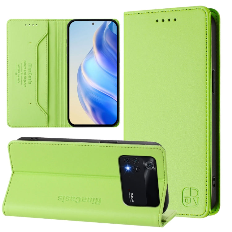 RC01 Dual-Folded Magnetic Suction RFID Leather Phone Case, For Xiaomi Poco C40, For Xiaomi Civi 1S, For Xiaomi Poco M4 Pro 4G