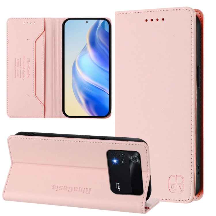 RC01 Dual-Folded Magnetic Suction RFID Leather Phone Case, For Xiaomi Poco C40, For Xiaomi Civi 1S, For Xiaomi Poco M4 Pro 4G