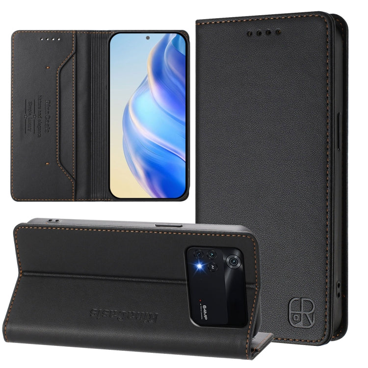 RC01 Dual-Folded Magnetic Suction RFID Leather Phone Case, For Xiaomi Poco C40, For Xiaomi Civi 1S, For Xiaomi Poco M4 Pro 4G