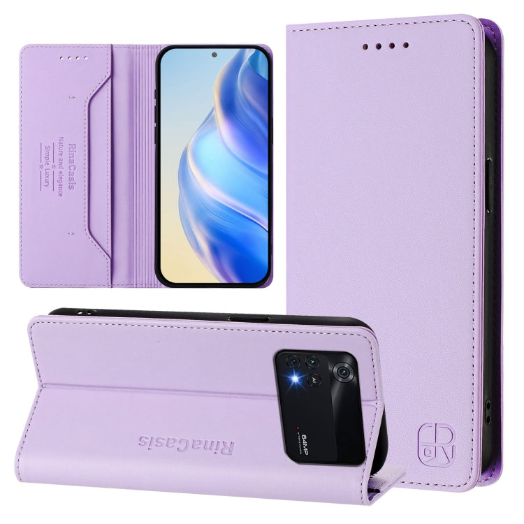 RC01 Dual-Folded Magnetic Suction RFID Leather Phone Case, For Xiaomi Poco C40, For Xiaomi Civi 1S, For Xiaomi Poco M4 Pro 4G