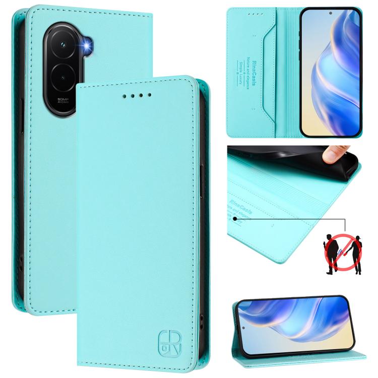 RC01 Dual-Folded Magnetic Suction RFID Leather Phone Case, For Xiaomi 17 Max 5G, For Xiaomi 17T Pro 5G, For Xiaomi Poco M7 4G 169mm
