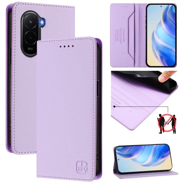 RC01 Dual-Folded Magnetic Suction RFID Leather Phone Case, For Xiaomi 17 Max 5G, For Xiaomi 17T Pro 5G, For Xiaomi Poco M7 4G 169mm