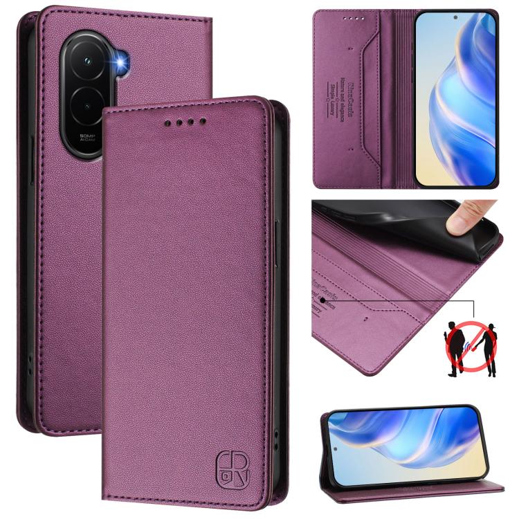 RC01 Dual-Folded Magnetic Suction RFID Leather Phone Case, For Xiaomi 17 Max 5G, For Xiaomi 17T Pro 5G, For Xiaomi Poco M7 4G 169mm