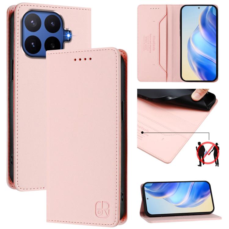 RC01 Dual-Folded Magnetic Suction RFID Leather Phone Case, For Xiaomi 17 Max 5G, For Xiaomi 17T Pro 5G, For Xiaomi Poco M7 4G 169mm