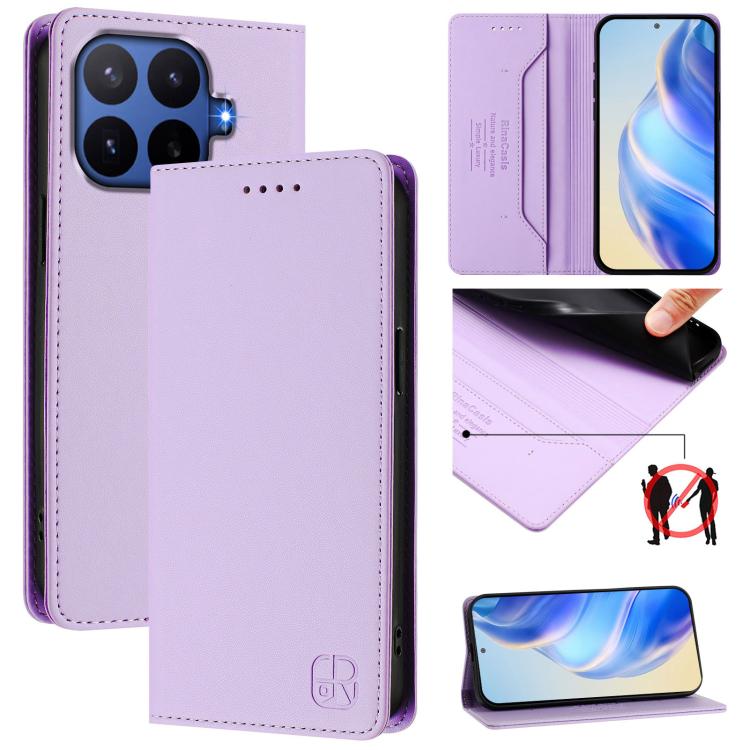 RC01 Dual-Folded Magnetic Suction RFID Leather Phone Case, For Xiaomi 17 Max 5G, For Xiaomi 17T Pro 5G, For Xiaomi Poco M7 4G 169mm
