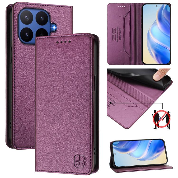 RC01 Dual-Folded Magnetic Suction RFID Leather Phone Case, For Xiaomi 17 Max 5G, For Xiaomi 17T Pro 5G, For Xiaomi Poco M7 4G 169mm