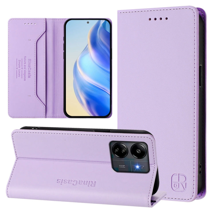 RC01 Dual-Folded Magnetic Suction RFID Leather Phone Case, For Redmi Note 13 4G Global, For Redmi 13C 5G / 4G Global, For Redmi Note 13 5G Global