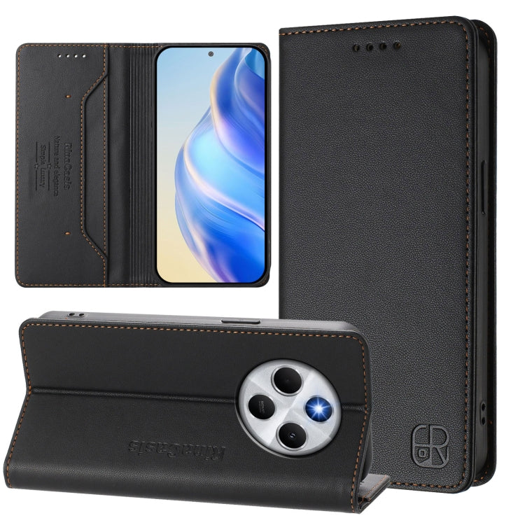 RC01 Dual-Folded Magnetic Suction RFID Leather Phone Case, For Redmi Note 14 5G, For Redmi 14C 4G / 14R 5G Global, For Redmi K70 Ultra 5G Global