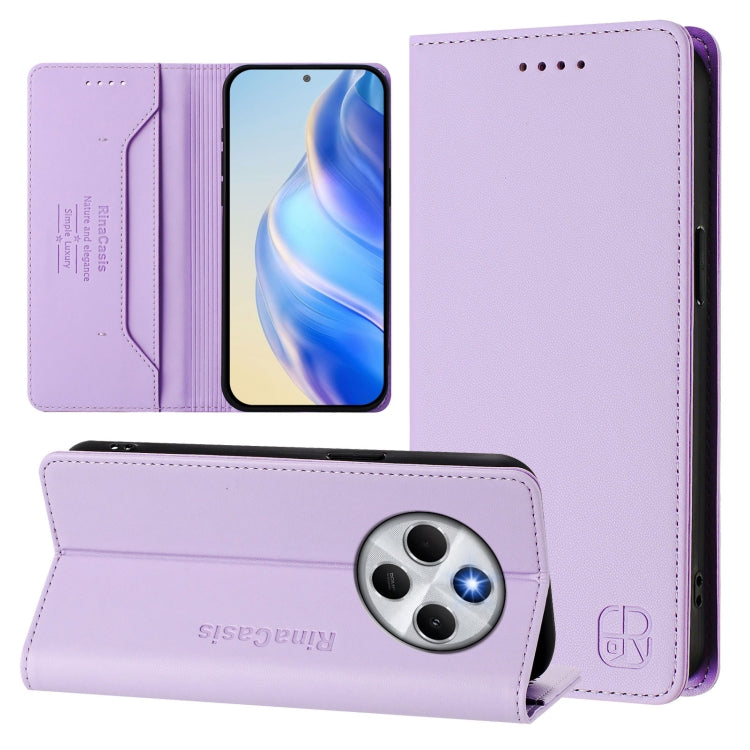 RC01 Dual-Folded Magnetic Suction RFID Leather Phone Case, For Redmi Note 14 5G, For Redmi 14C 4G / 14R 5G Global, For Redmi K70 Ultra 5G Global