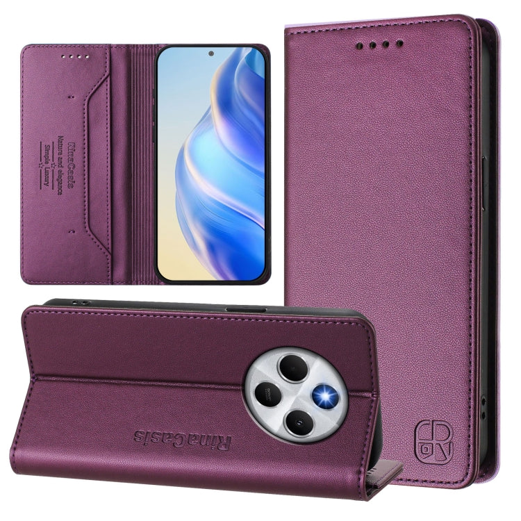 RC01 Dual-Folded Magnetic Suction RFID Leather Phone Case, For Redmi Note 14 5G, For Redmi 14C 4G / 14R 5G Global, For Redmi K70 Ultra 5G Global