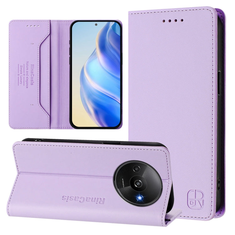 RC01 Dual-Folded Magnetic Suction RFID Leather Phone Case, For Redmi 13 5G / 4G Global, For Redmi A3 / Xiaomi Poco C61 4G Global, For Redmi Note 13 Pro 4G Global