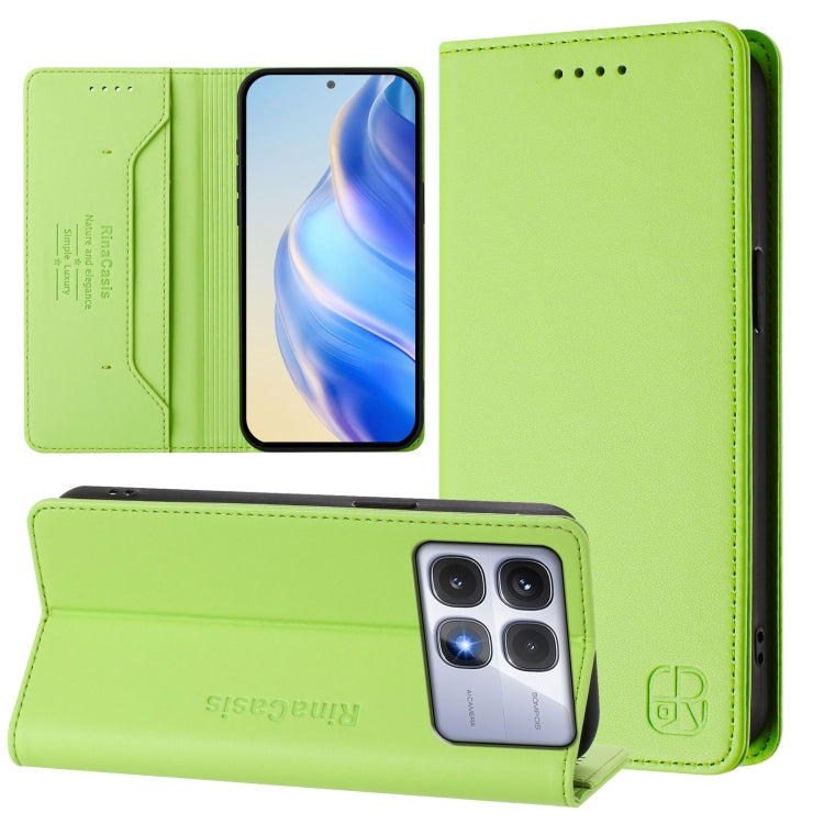 RC01 Dual-Folded Magnetic Suction RFID Leather Phone Case, For Redmi Note 14 5G, For Redmi 14C 4G / 14R 5G Global, For Redmi K70 Ultra 5G Global