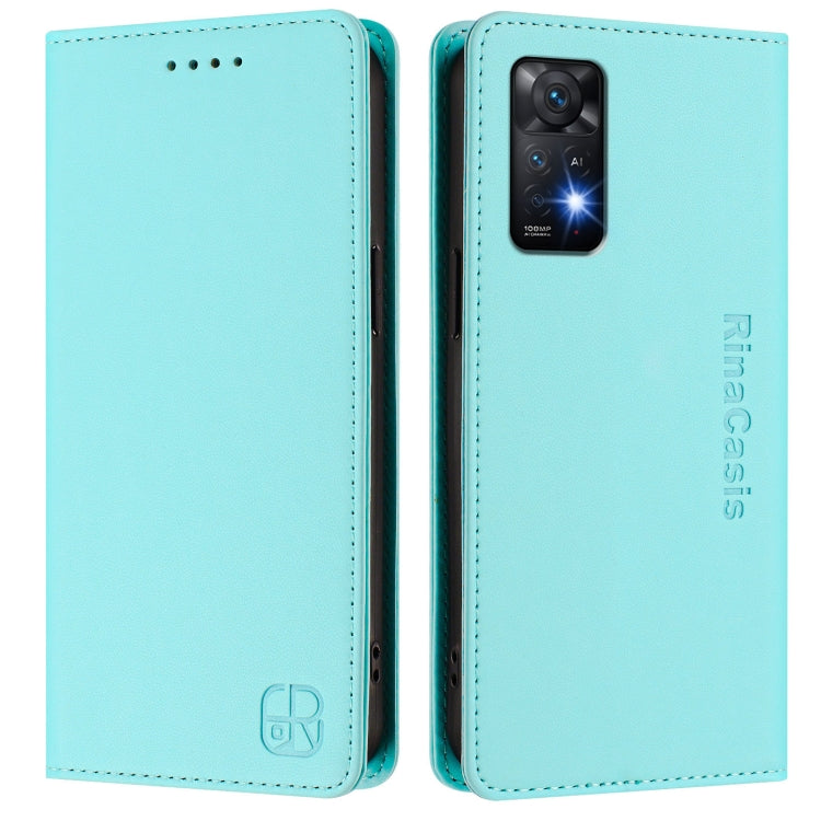 RC01 Dual-Folded Magnetic Suction RFID Leather Phone Case, For Redmi Note 11 Pro 5G / 4G / Global, For Redmi 10 5G / 10 Prime+ 5G Global, For Redmi Note 11S 5G / Xiaomi Poco M4 Pro 5G