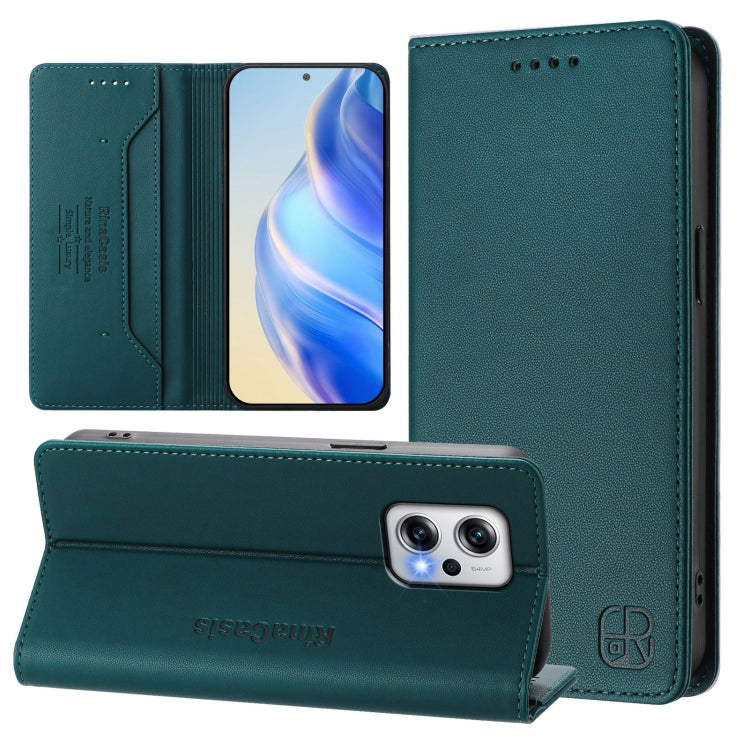 RC01 Dual-Folded Magnetic Suction RFID Leather Phone Case, For Redmi Note 11T Pro+ / Note 12T Pro / K50i, For Redmi Note 12 Turbo 5G / Xiaomi Poco F5, For Redmi Note 11 / 11S / 12S 4G Global