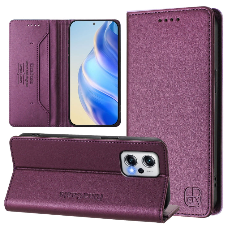 RC01 Dual-Folded Magnetic Suction RFID Leather Phone Case, For Redmi Note 11T Pro+ / Note 12T Pro / K50i, For Redmi Note 12 Turbo 5G / Xiaomi Poco F5, For Redmi Note 11 / 11S / 12S 4G Global