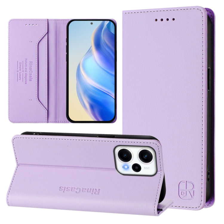 RC01 Dual-Folded Magnetic Suction RFID Leather Phone Case, For Redmi Note 11T Pro+ / Note 12T Pro / K50i, For Redmi Note 12 Turbo 5G / Xiaomi Poco F5, For Redmi Note 11 / 11S / 12S 4G Global