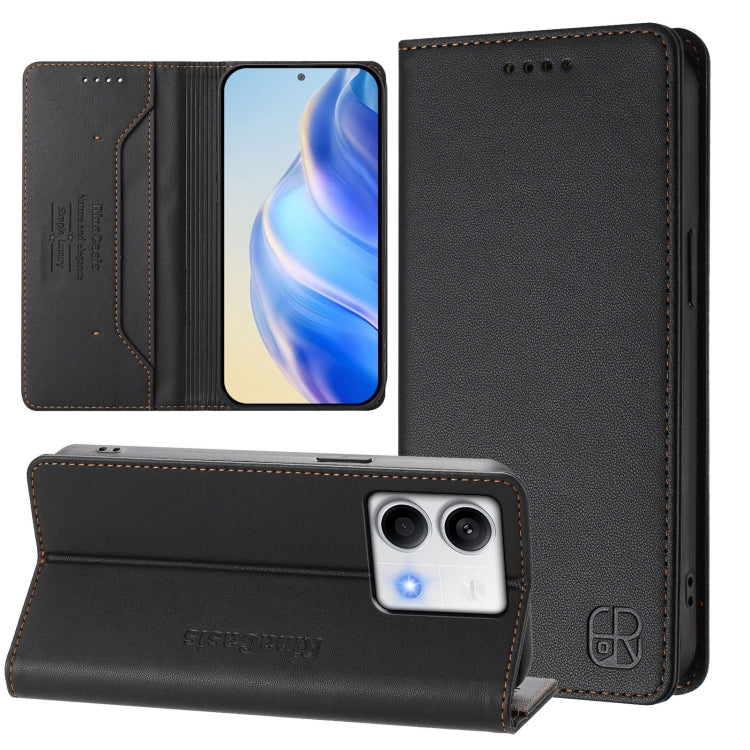 RC01 Dual-Folded Magnetic Suction RFID Leather Phone Case, For Redmi Note 13 4G Global, For Redmi 13C 5G / 4G Global, For Redmi Note 13 5G Global
