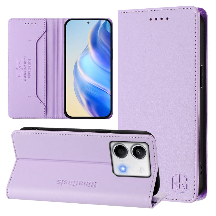 RC01 Dual-Folded Magnetic Suction RFID Leather Phone Case, For Redmi Note 13 4G Global, For Redmi 13C 5G / 4G Global, For Redmi Note 13 5G Global
