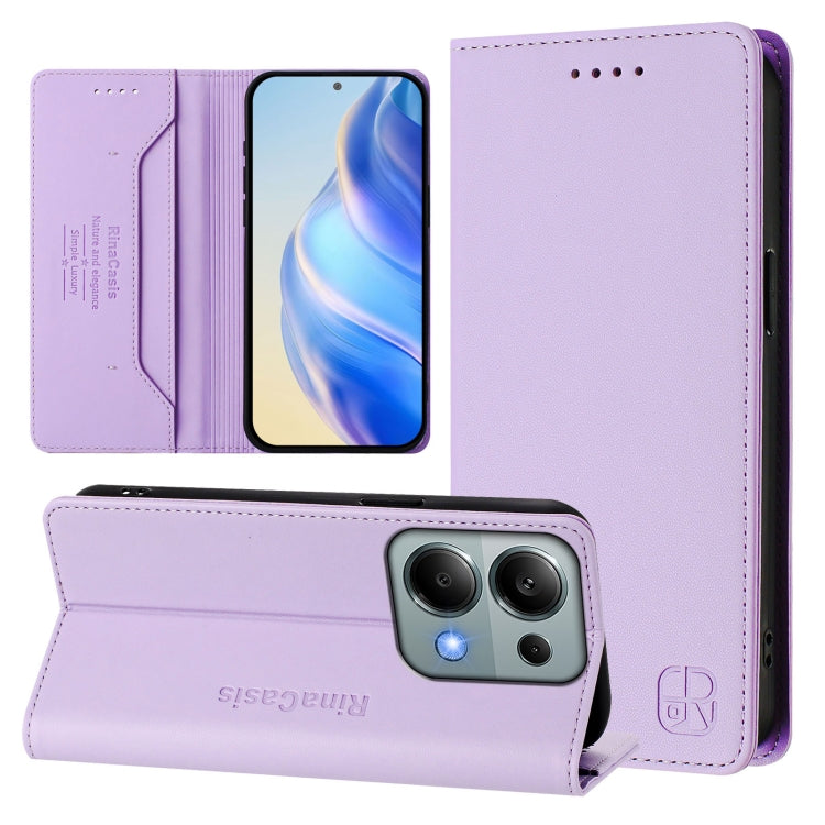 RC01 Dual-Folded Magnetic Suction RFID Leather Phone Case, For Redmi 13 5G / 4G Global, For Redmi A3 / Xiaomi Poco C61 4G Global, For Redmi Note 13 Pro 4G Global