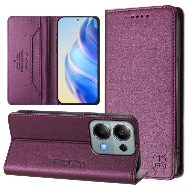 RC01 Dual-Folded Magnetic Suction RFID Leather Phone Case, For Redmi 13 5G / 4G Global, For Redmi A3 / Xiaomi Poco C61 4G Global, For Redmi Note 13 Pro 4G Global