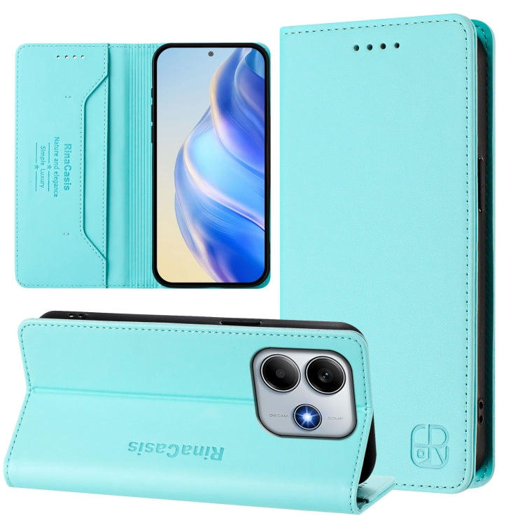 RC01 Dual-Folded Magnetic Suction RFID Leather Phone Case, For Redmi Note 14 5G, For Redmi 14C 4G / 14R 5G Global, For Redmi K70 Ultra 5G Global