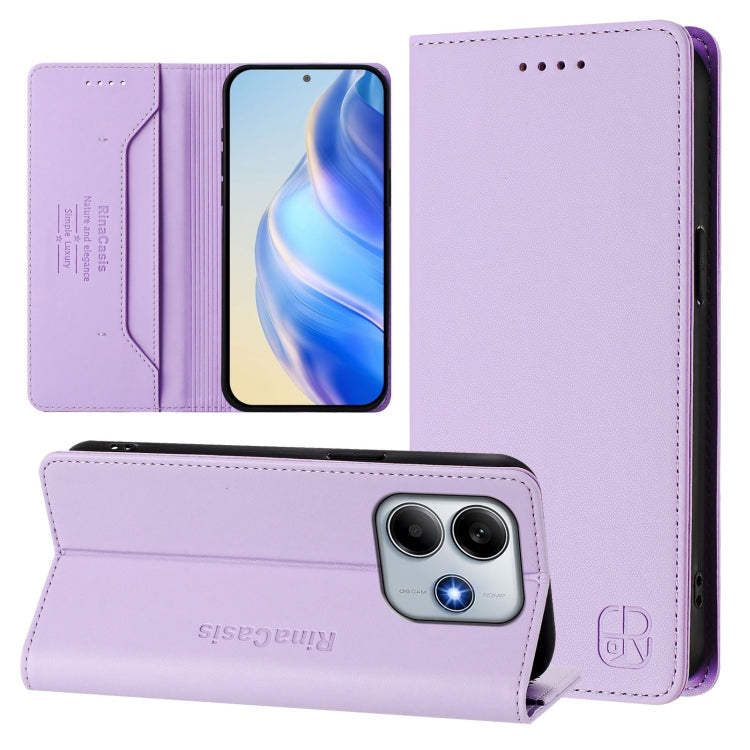 RC01 Dual-Folded Magnetic Suction RFID Leather Phone Case, For Redmi Note 14 5G, For Redmi 14C 4G / 14R 5G Global, For Redmi K70 Ultra 5G Global