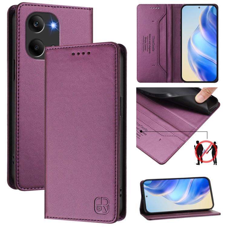 RC01 Dual-Folded Magnetic Suction RFID Leather Phone Case, For Redmi 15a 5G Global, For Redmi Turbo 5 Max / Poco X8 Pro Max, For Redmi Turbo 5 Global / Poco X8 Pro 5G