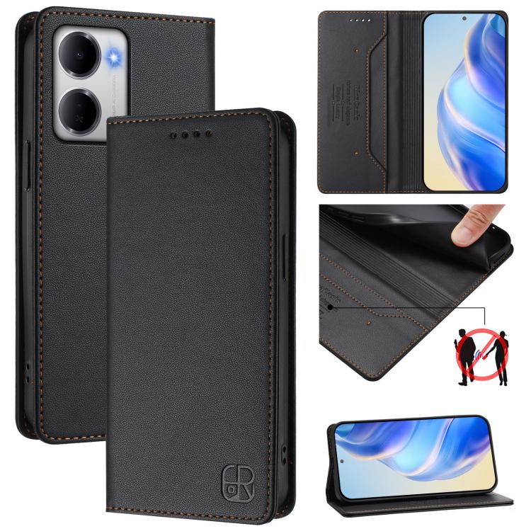 RC01 Dual-Folded Magnetic Suction RFID Leather Phone Case, For Redmi 15a 5G Global, For Redmi Turbo 5 Max / Poco X8 Pro Max, For Redmi Turbo 5 Global / Poco X8 Pro 5G