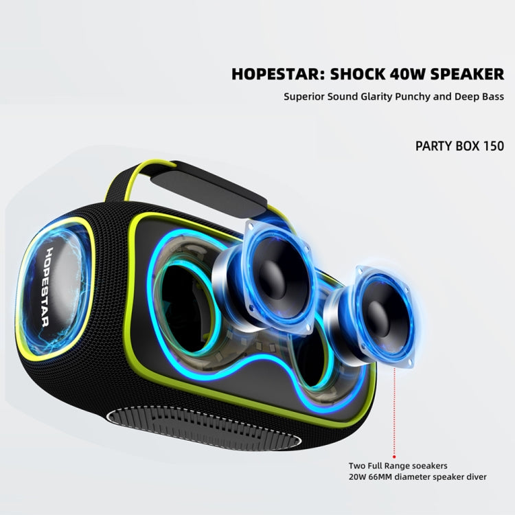 HOPESTAR Party Box 150 40W Outdoor Portable IPX5 Waterproof Bluetooth Speaker(Black)