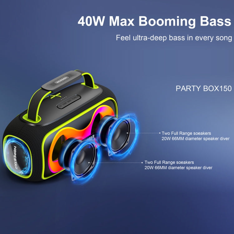 HOPESTAR Party Box 150 40W Outdoor Portable IPX5 Waterproof Bluetooth Speaker(Black)