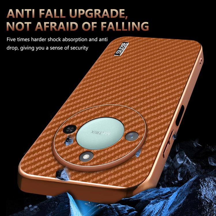 For Honor X60 AZNS Electroplated Edge Carbon Fiber Texture Phone Case(Black)