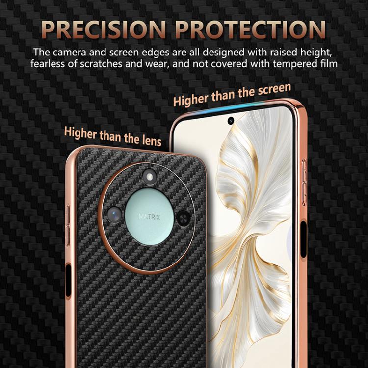For Honor X60 AZNS Electroplated Edge Carbon Fiber Texture Phone Case(Green)