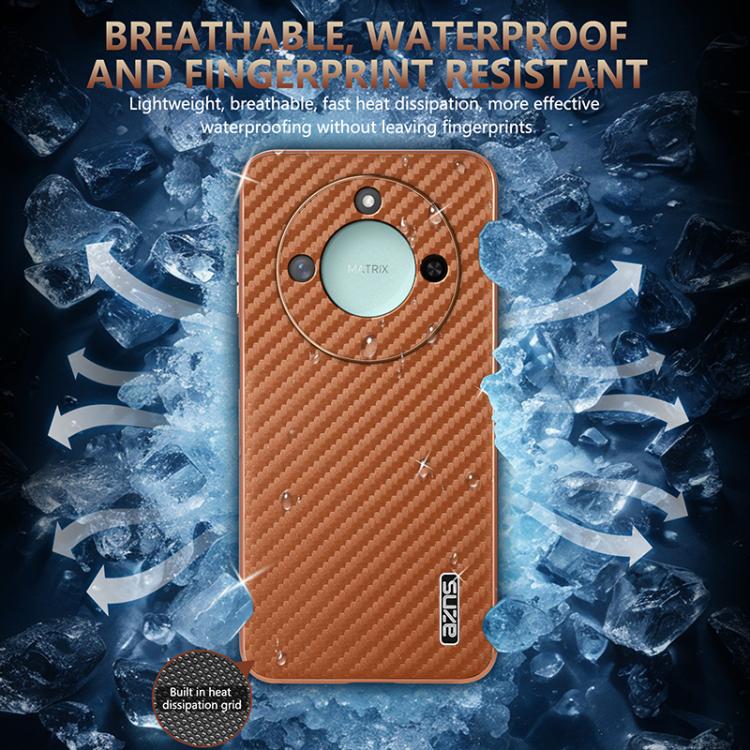 For Honor X60 AZNS Electroplated Edge Carbon Fiber Texture Phone Case(Green)
