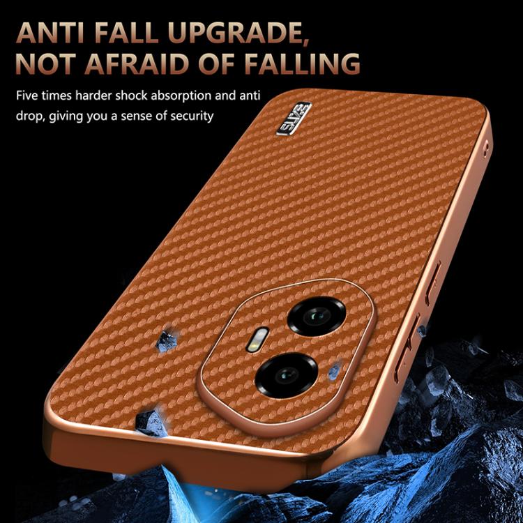For Honor 300 AZNS Electroplated Edge Carbon Fiber Texture Phone Case(Black)
