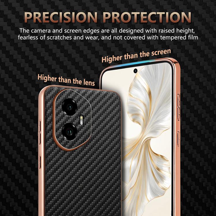 For Honor 300 AZNS Electroplated Edge Carbon Fiber Texture Phone Case(Blue)
