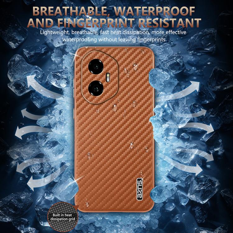 For Honor 300 AZNS Electroplated Edge Carbon Fiber Texture Phone Case(Blue)