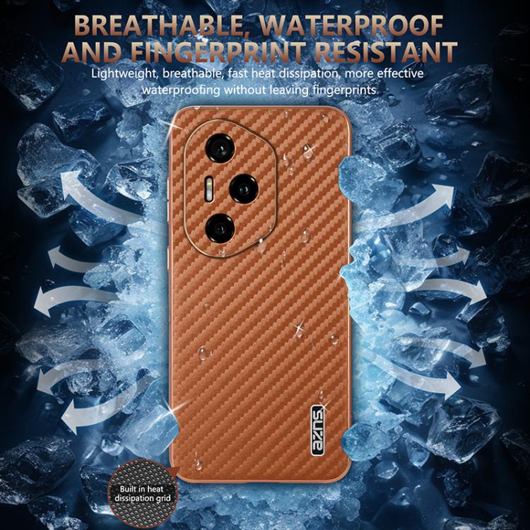 For Honor 300 Pro AZNS Electroplated Edge Carbon Fiber Texture Phone Case(Brown)