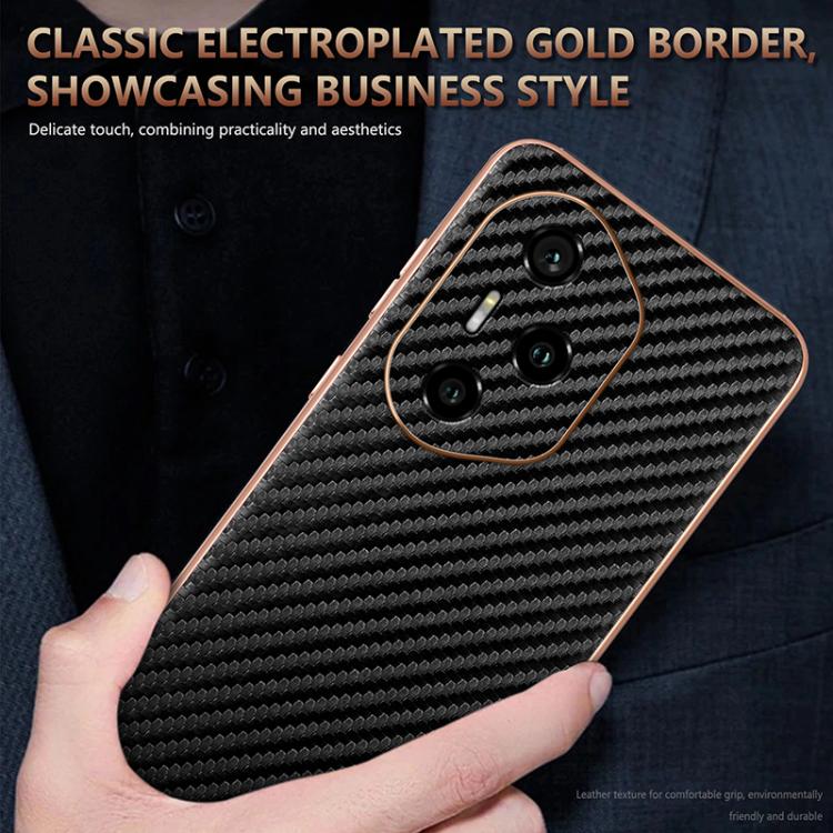 For Honor 300 Pro AZNS Electroplated Edge Carbon Fiber Texture Phone Case(Brown)