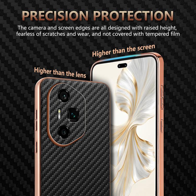 For Honor 300 Ultra AZNS Electroplated Edge Carbon Fiber Texture Phone Case(Black)