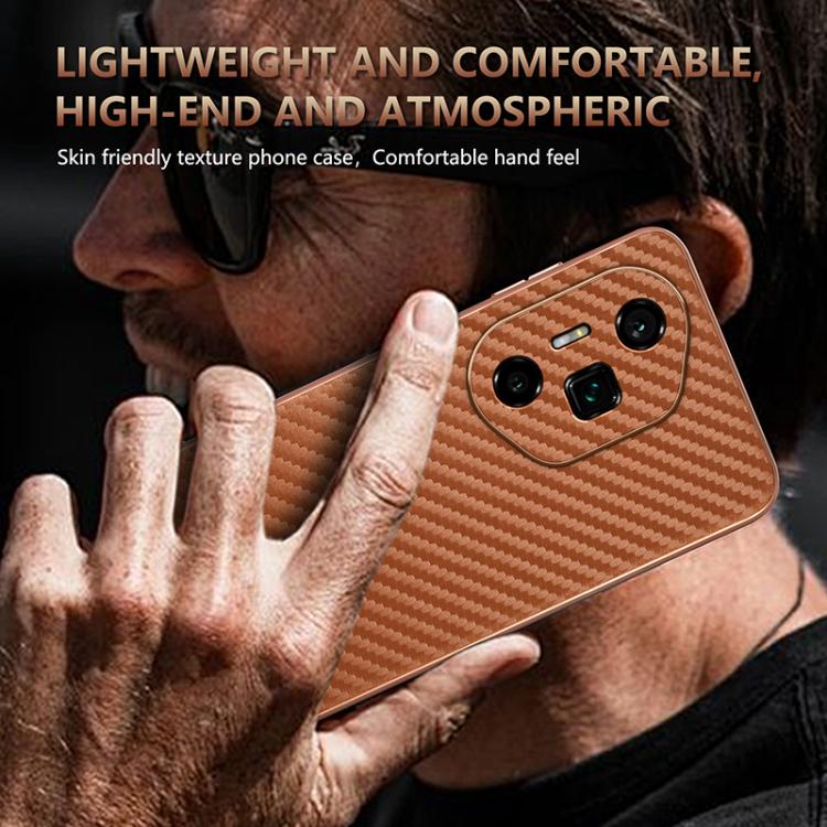 For Honor 300 Ultra AZNS Electroplated Edge Carbon Fiber Texture Phone Case(Brown)