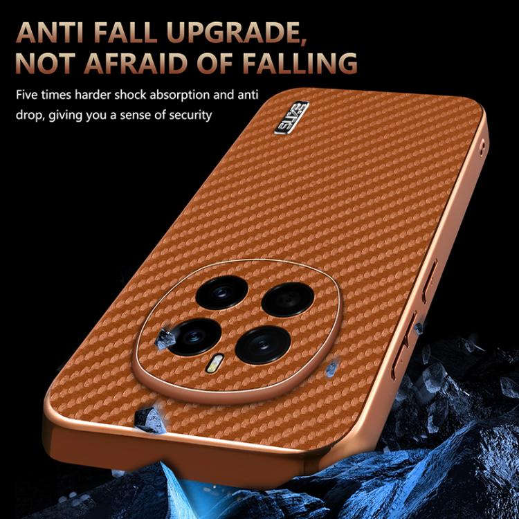 For Honor Magic7 AZNS Electroplated Edge Carbon Fiber Texture Phone Case(Black)