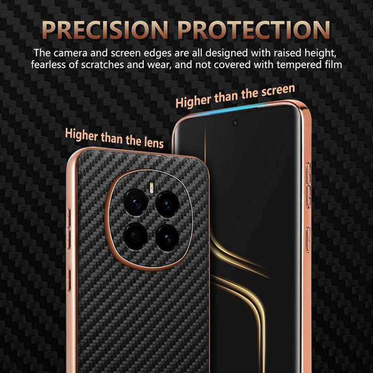 For Honor Magic7 AZNS Electroplated Edge Carbon Fiber Texture Phone Case(Brown)