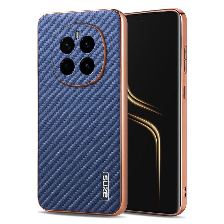 For Honor Magic7 AZNS Electroplated Edge Carbon Fiber Texture Phone Case(Blue)