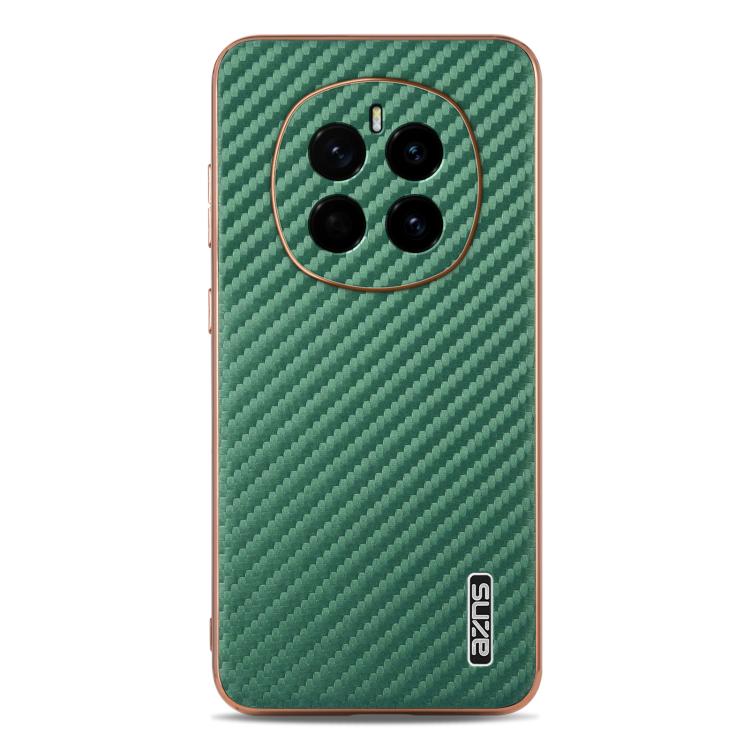 For Honor Magic7 AZNS Electroplated Edge Carbon Fiber Texture Phone Case(Green)