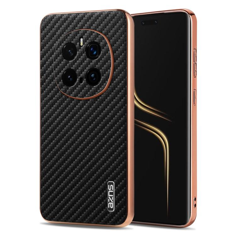 For Honor Magic7 Pro AZNS Electroplated Edge Carbon Fiber Texture Phone Case(Black)