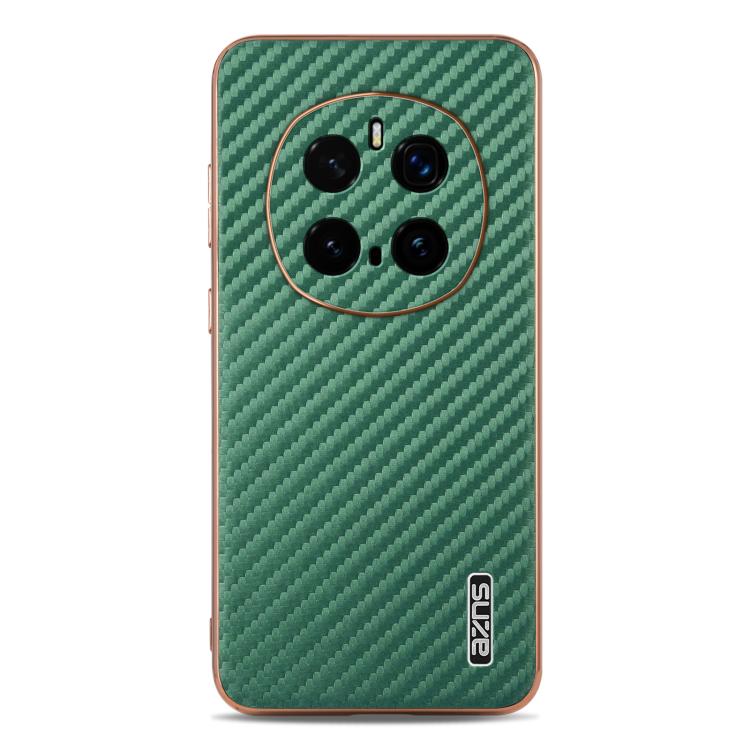 For Honor Magic7 Pro AZNS Electroplated Edge Carbon Fiber Texture Phone Case(Green)