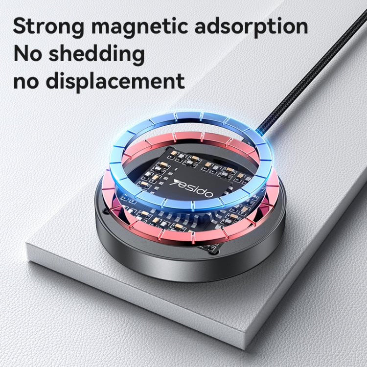 Yesido DS28 15W Smart Digital Display Magnetic Wireless Charger, Length:1.2m(Black)