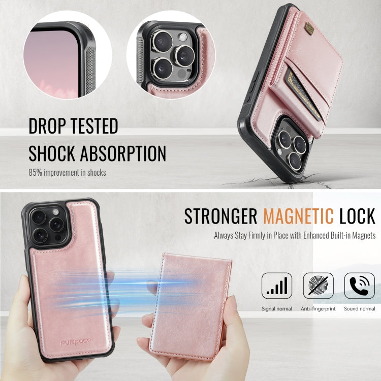 For iPhone 13 Pro Max AutSpace A12 MagSafe Magnetic RFID Card Bag Phone Case(Rose Gold)