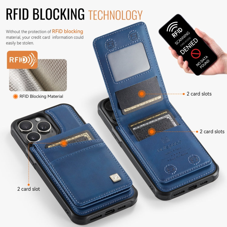 For iPhone 13 Pro Max AutSpace A12 MagSafe Magnetic RFID Card Bag Phone Case(Blue)