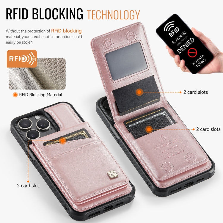 For iPhone 12 Pro Max AutSpace A12 MagSafe Magnetic RFID Card Bag Phone Case(Rose Gold)